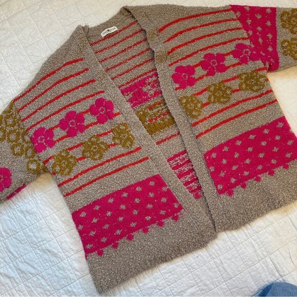 Natural Life Calla Jacquard Cardigan Sweater Floral L/XL Colorful - Picture 4 of 8